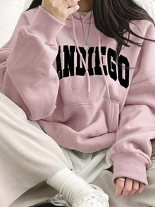 DAZY Women's Letter Print Casual Daily Sweatshirt - Pink - View 8