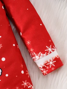 SHEIN Setelan Piyama Anak Laki-Laki 2 Potong, Motif Santa Claus Natal Musim Gugur/Dingin - Merah - View 3
