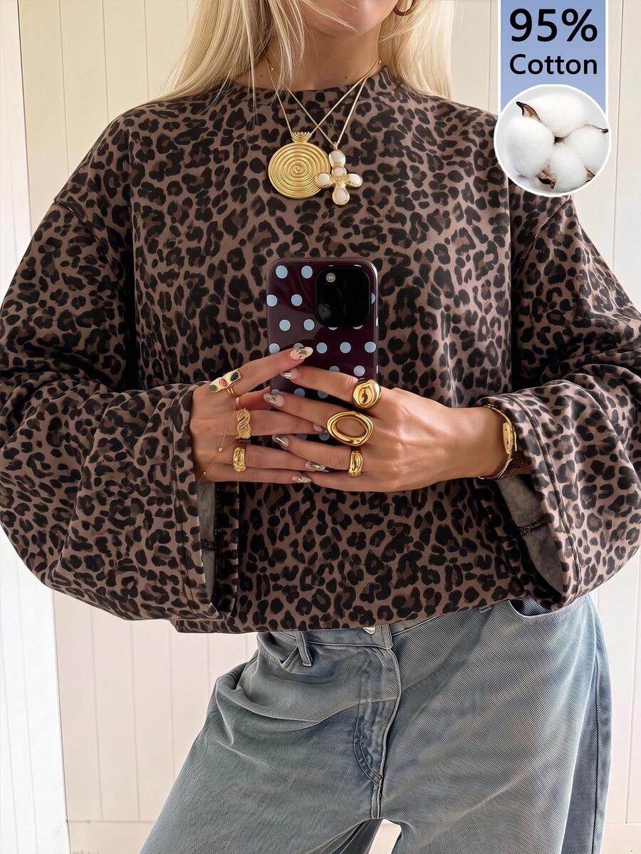 SHEIN EZwear 海外長袖草莓巧克力條紋上衣,秋季上衣,適合日常通勤、派對、秋冬春夏、聖誕節、新年、感恩節、派對、婚禮、海灘、畢業典禮、優雅、外出、約會、通勤、情人節、優雅、度假、Y2K、畢業典禮及其他場合 - 白色 - 查看 1