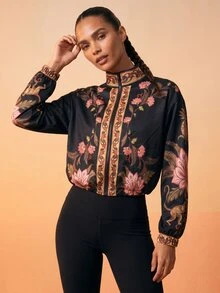 CAJUNI Tropical Vacation Dark Boho Lightweight Jacket - Multicolor - View 7
