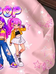 少女休閒可愛卡通女團 K-Pop 超級巨星亮星紮染厚實柔軟款 - 彩色 - 查看 4