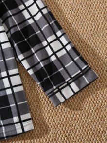 EverLounge Men's Autumn/Winter Flannel Plaid Loungewear Set, Lapel Cardigan Button Long Sleeve Pants Loose Fit Pajama 2 Pieces Set, Suitable For Outdoor Wear - Grey - View 6