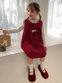 Hapijoa Young Girl Sweet Pleated Sleeveless Dress - Red - View 8