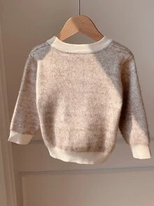 SHEIN 男嬰秋冬保暖內裡加厚 3D 泰迪熊毛絨毛衣 - 杏色 - 查看 2