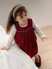 Hapijoa Young Girl) Sleeveless Colorblock A-Line Cute Stylish Corduroy Pocket Tank Dress - Burgundy - View 4