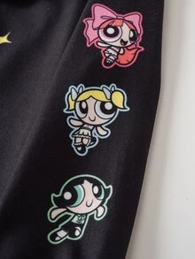 THE POWERPUFF GIRLS X SHEIN Baby Girl Cartoon Print Long Jumpsuit - Black - View 6