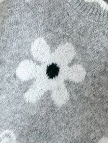 Cozy Pixies 女嬰針織可愛花卉圖案休閒毛衣與修身喇叭褲 2件套 - 彩色 - 查看 4