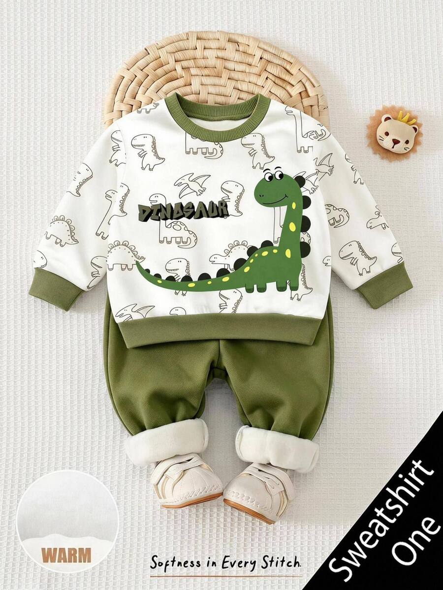 Infant Round Neck Casual Pullover Sweatshirt - Multicolor - View 1