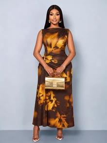 SOLERSUN Plus-Size Women's Slim-Fit Dress Suitable For Daily Commuting, Shopping, Parties, And Gatherings. - Multicolor - View 5