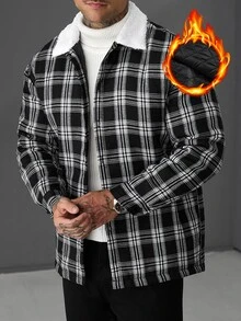 Manfinity CasualCool 男士格紋長袖撞色翻領休閒冬季夾克 - 彩色 - 查看 1