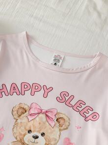 SHEIN 4PCS Tween Girls Pajamas - Pink - View 7