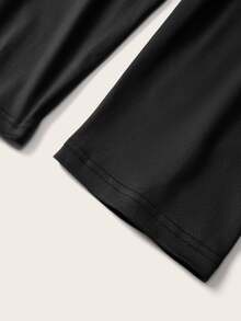 SHEIN CURVE+ Plus Size Women Solid Color Casual Versatile 7/8 Length Leggings - Black and White - View 5