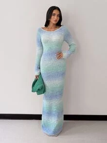 Glamine Charm Women's Gradient Ombre Fuzzy Knit Dress - Multicolor - View 4