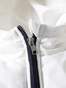 SHEIN 男童加厚外套，戶外風格，秋冬款，白色/灰色/藍色拼接，簡約時尚舒適 - 藍白色 - 查看 5