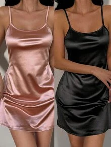 DAZY Women's Solid Color Casual Minimalist Daily Home Camisole Nightgown - Multicolor - View 1