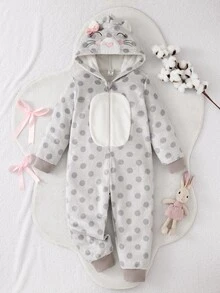 Girls' Cute Hooded Circle Pattern Design Autumn/Winter Pajamas, Soft Skin-Friendly Fabric, Comfortable Home Wear For Young Girl, Promoting Healthy Growth And Sleep - Multicolor - View 1