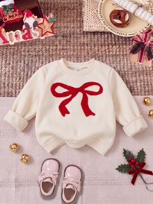 SHEIN 2件裝女嬰白色與紅色秋/冬運動衫，聖誕運動衫，聖誕上衣，節慶上衣 - 紅色 - 查看 6