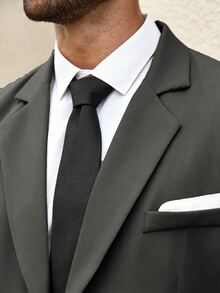 Manfinity Mode Men's Plus Size Business Style Lapel Blazer And Trousers Set - Grey - View 7