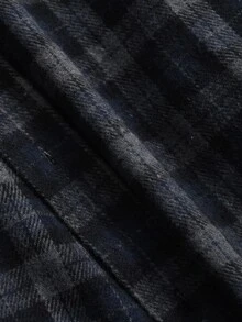 Dazy Plus Loose Plaid Street Casual Preppy Style Thickened Shirt, Spring/Autumn New Arrival - Navy Blue - View 7