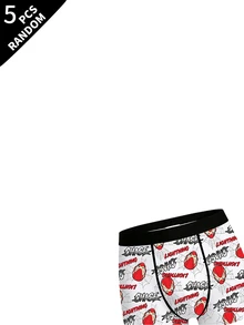 5pcs Random Assorted Tween Boys Boxer Briefs, Multiple Cartoon Prints, Soft & Comfortable, Elastic Waistband, Boys Daily Boxer Underwear - Grey - View 3