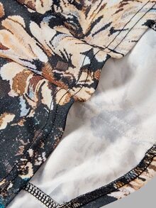 SHEIN MOD ملابس علوية شيفون بطبعة عتيقة وتصميم رقعات بمقاسات كبيرة، ملابس الخريف المبكر، طراز عتيق، ملابس علوية بطبعة رومانسية - متعدد الألوان - مشاهدة 4