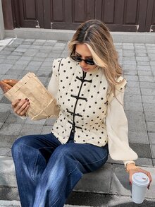 Serisse Women's Polka Dot Casual Versatile Winter Padded Coat - Multicolor - View 7