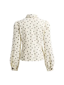 ROMWE Kawaii Women's Cute Polka Dot Denim Set - Beige - View 8
