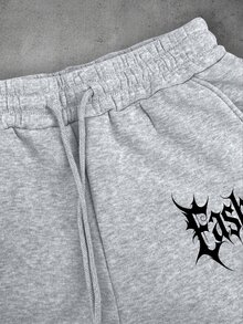 Manfinity EMRG Men's Drawstring Waist Letter Pattern Casual Daily Wear Sweatpants - Grey - View 5
