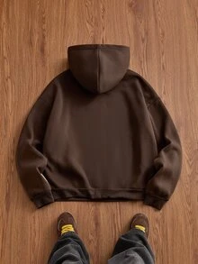 SWAVVY 男士針織時尚休閒寬鬆版型英文刺繡長袖連帽衫 - 彩色 - 查看 2