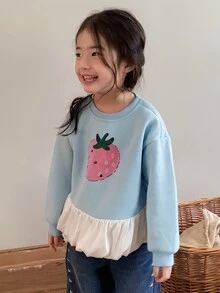 DAZY Infant/Toddler (Girl) Round Neck Casual Long Sleeve Sweatshirt, Autumn/Winter - Blue - View 7