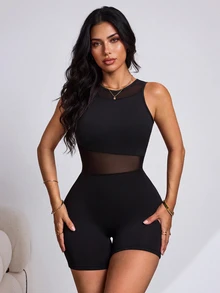 Slayform رومبر رياضي نسائي بتصميم رقعات شبكية للشارع - الأسود - مشاهدة 3