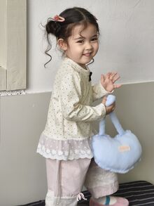 DAZY Infant/Toddler (Girl) Round Neck Polka Dot Korean Style Long Sleeve Top - Apricot - View 5