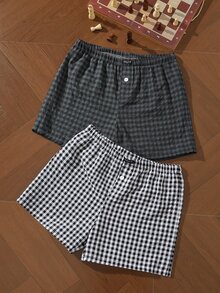 EverLounge Minimalist Pure Cotton Plaid Comfortable Set (2-Piece Set) Men's Alro Pants - Multicolor - View 1