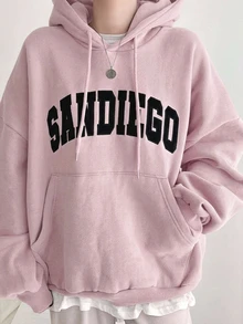 DAZY Women's Letter Print Casual Daily Sweatshirt - Pink - View 3