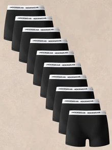 SHEIN Men's Colorblock Boxer Briefs (10-Pack) - Black - View 2