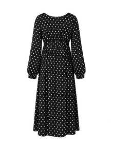SHEIN Momance-D Women's Polka Dot Print Coffee Brown Maternity Dress ...