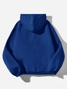 Attitoon 夏季女款簡約休閒純色套頭連帽長袖帽衫，無抽繩，寬鬆版型 - 寶藍色 - 查看 3