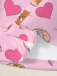 TOM & JERRY X SHEIN 女童卡通印花長袖運動衫與內搭褲套裝 - 白色 - 查看 9