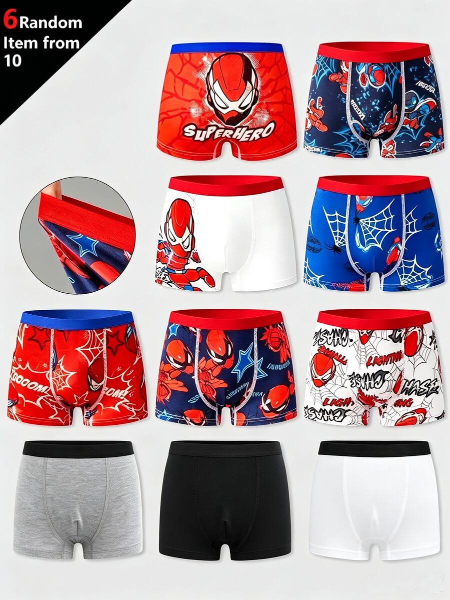 SHEIN 6PCS Young Boys Trunks - Multicolor - View 1