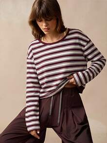 VARSIVA Women's Striped Back Cutout Long Sleeve Sports T-Shirt - Multicolor - View 2