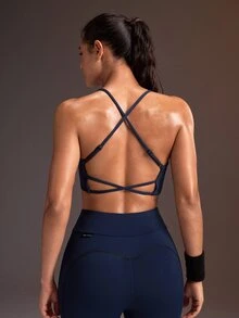 Powerista Women's Minimalist Casual Sports Bra For Yoga And Fitness - Blue - View 3
