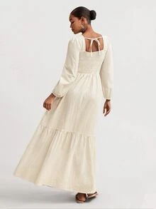 Travachic Elegant Lace Long Sleeve Dress - Apricot - View 2