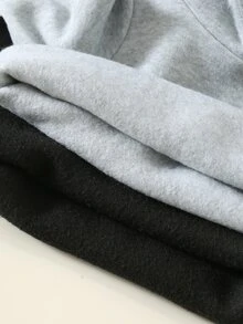 SHEIN 男嬰秋冬加厚高級黑色與灰色連帽衛衣 4件套，適合假期、聖誕節、萬聖節套裝 - 彩色 - 查看 6