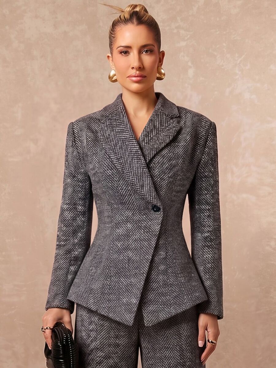 Lumalex Winter Fall Structured Shoulder Padded Waist-Cinching Long Sleeve Women's Blazer Dawn-To-Gala Elegant Poised Let Your Beauty Shine