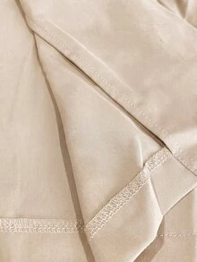 SHEIN EZwear 女款新款純色雙排扣長袖中長款風衣 - 杏色 - 查看 6