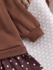 Baby Girl Infant Girl Plaid Colorblock Collared Autumn Dress - Brown - View 5