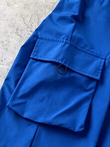SHEIN 青少年男孩休閒日常舒適工裝直筒寬鬆長褲，黑色工裝褲，新年，6-7歲，適合外出、出遊、上學，春、夏、秋、冬 - 寶藍色 - 查看 4