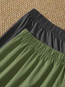 SHEIN 男士極簡短袖上衣與短褲家居服 4 件套 - 彩色 - 查看 6