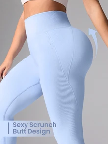 Rhythm Era Rhythm Era 2pcs Plus Size Women's Seamless Sports Leggings - Blue - View 5