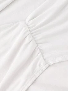 SHEIN MOD 女款三種穿法休閒純色修身上衣，夏季適用，垂領上衣、露肩上衣，美學風格，適合音樂節、鄉村風穿搭、海灘度假、茶會、端莊風格、舞會上衣，可愛上衣 - 酒紅色 - 查看 12